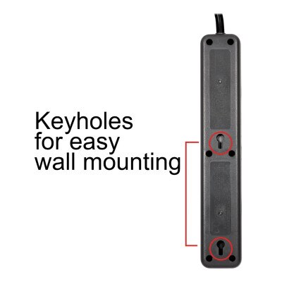 GE 6-Outlet Surge Protector, 20 Ft, Black