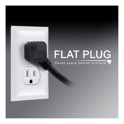 GE 6-Outlet Surge Protector, 20 Ft, Black