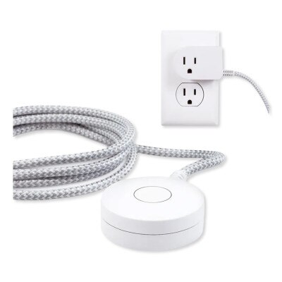 Jasco Cordinate 1-Outlet Tabletop Switch With 6 Ft. Braided Extension Cord, White/Gray