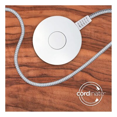 Jasco Cordinate 1-Outlet Tabletop Switch With 6 Ft. Braided Extension Cord, White/Gray