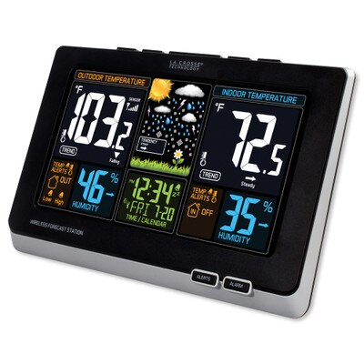 La Crosse Technology S87078 Color Wireless Weather Station with Bluetooth  Speaker & USB Port, Black