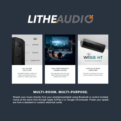Lithe Audio IO1 Wi-Fi Speaker, WISA, (Pair), Black