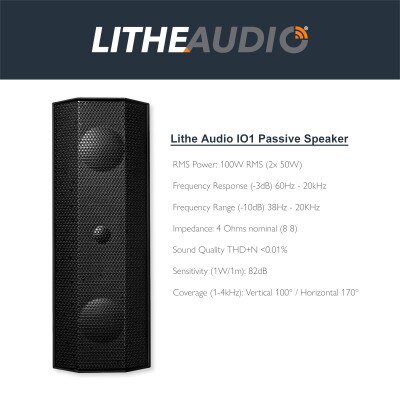 Lithe Audio IO1 Indoor & Outdoor Passive Speakers, Pair, Black
