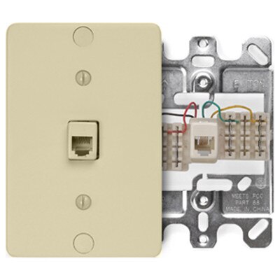 Leviton 4-Conductor/6-Position Quick-Connect Phone Jack, Ivory