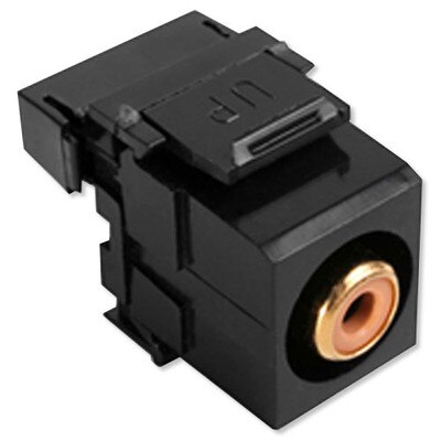 Leviton QuickPort RCA to 110 Snap-In Connector, Orange Insert, Black