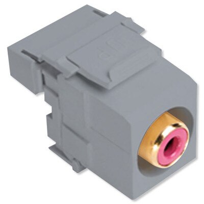 Leviton QuickPort RCA to 110 Snap-In Connector, Red Insert, Gray