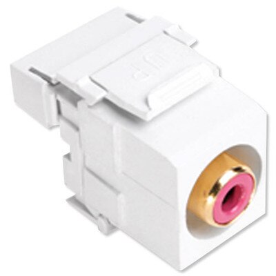 Leviton QuickPort RCA to 110 Snap-In Connector, Red Insert, White