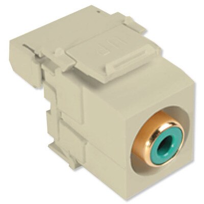 Leviton QuickPort RCA to 110 Snap-In Connector, Green Insert, Ivory