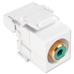 Leviton QuickPort RCA to 110 Snap-In Connector, Green Insert, White