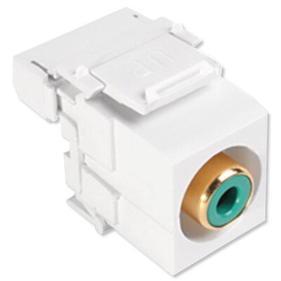 Leviton QuickPort RCA to 110 Snap-In Connector, Green Insert, White