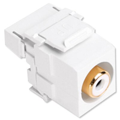 Leviton QuickPort RCA to 110 Snap-In Connector, White Insert, White
