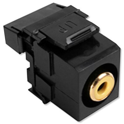 Leviton QuickPort RCA to 110 Snap-In Connector, Yellow Insert, Black
