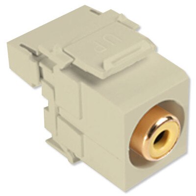 Leviton QuickPort RCA to 110 Snap-In Connector, Yellow Insert, Ivory