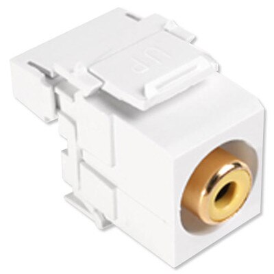 Leviton QuickPort RCA to 110 Snap-In Connector, Yellow Insert, White