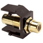 Leviton QuickPort RCA Snap-In Connector (Gold-Plated), Black Stripe, Brown