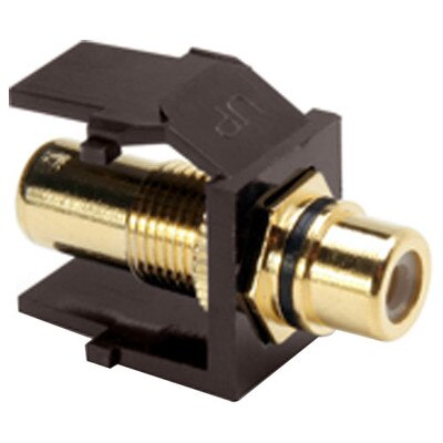 Leviton QuickPort RCA Snap-In Connector (Gold-Plated), Black Stripe, Brown