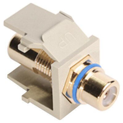 Leviton QuickPort RCA Snap-In Connector (Gold-Plated), Blue Stripe, Ivory