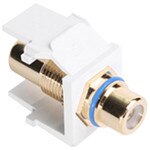 Leviton QuickPort RCA Snap-In Connector (Gold-Plated), Blue Stripe, White