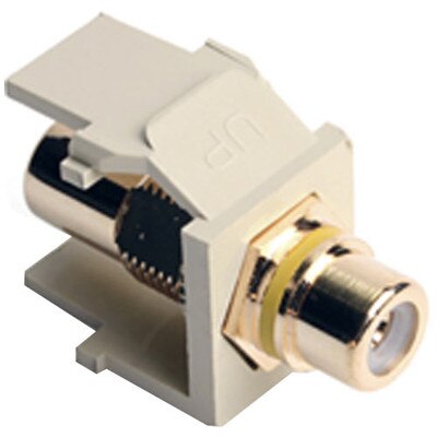 Leviton QuickPort RCA Snap-In Connector (Gold-Plated), Yellow Stripe, Ivory