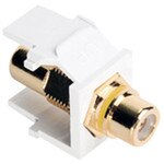 Leviton QuickPort RCA Snap-In Connector (Gold-Plated), Yellow Stripe, White