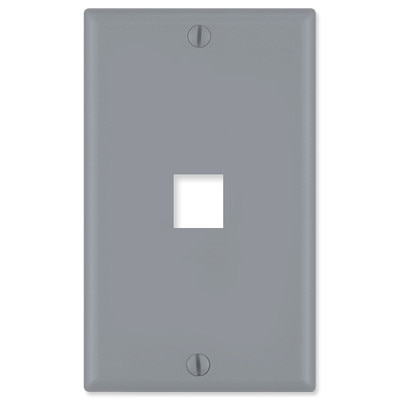 Leviton QuickPort Wallplate, 1-Gang, 1-Port, Gray