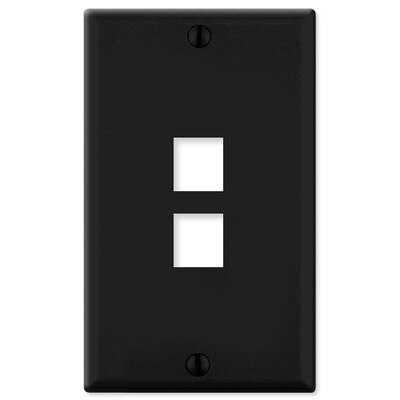 Leviton QuickPort Wallplate, 1-Gang, 2-Port, Black