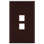 Leviton QuickPort Wallplate, 1-Gang, 2-Port, Brown