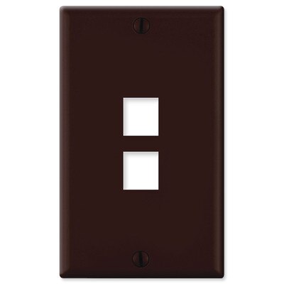 Leviton QuickPort Wallplate, 1-Gang, 2-Port, Brown