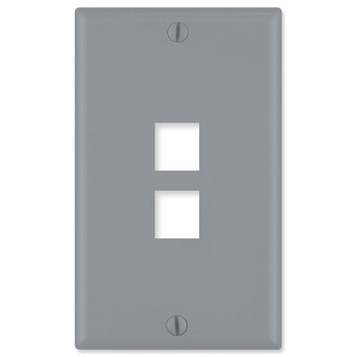 Leviton QuickPort Wallplate, 1-Gang, 2-Port, Gray
