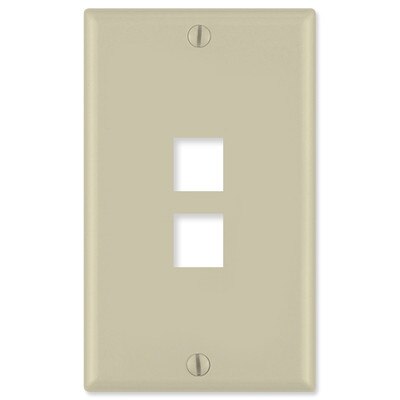 Leviton QuickPort Wallplate, 1-Gang, 2-Port, Ivory