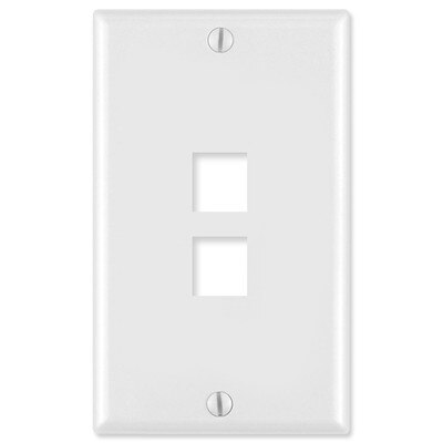 Leviton QuickPort Wallplate, 1-Gang, 2-Port, White