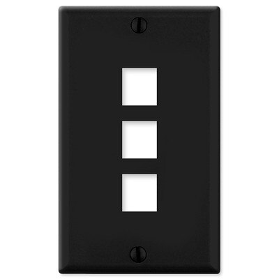 Leviton QuickPort Wallplate, 1-Gang, 3-Port, Black