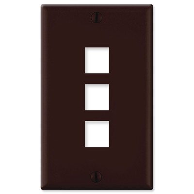 Leviton QuickPort Wallplate, 1-Gang, 3-Port, Brown