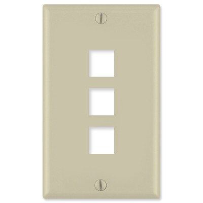 Leviton QuickPort Wallplate, 1-Gang, 3-Port, Ivory