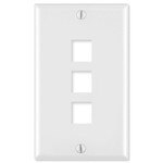 Leviton QuickPort Wallplate, 1-Gang, 3-Port, Brown