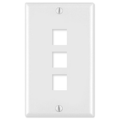 Leviton QuickPort Wallplate, 1-Gang, 3-Port, White