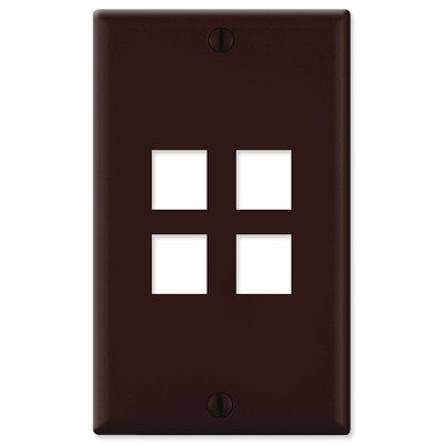 Leviton QuickPort Wallplate, 1-Gang, 4-Port, Brown