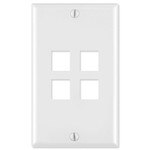 Leviton QuickPort Wallplate, 1-Gang, 4-Port, Brown