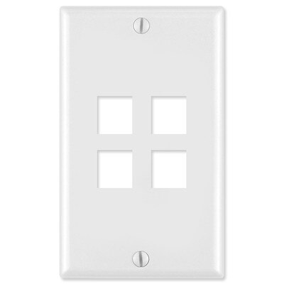 Leviton QuickPort Wallplate, 1-Gang, 4-Port, White