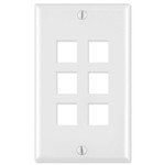 Leviton QuickPort Wallplate, 1-Gang, 6-Port, Brown
