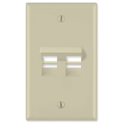 Leviton QuickPort Wallplate, 1-Gang, Angled 2-Port, Ivory