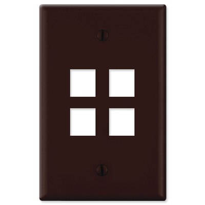 Leviton Midsize QuickPort Wallplate, 1-Gang, 4-Port, Brown