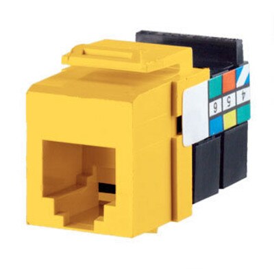Leviton QuickPort Voice-Grade RJ11 Snap-In Connector, Yellow