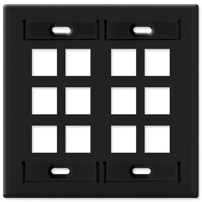 Leviton QuickPort Wallplate, 2-Gang, 12-Port (with ID Window), Black