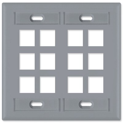 Leviton QuickPort Wallplate, 2-Gang, 12-Port (with ID Window), Gray