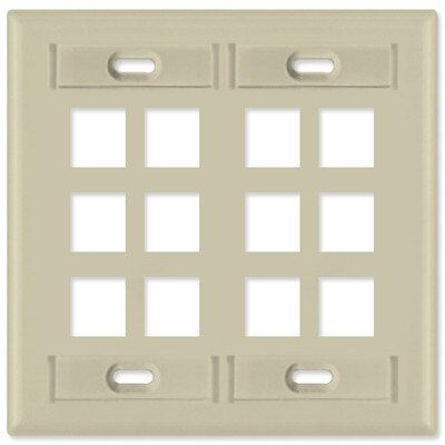 Leviton QuickPort Wallplate, 2-Gang, 12-Port (with ID Window), Ivory