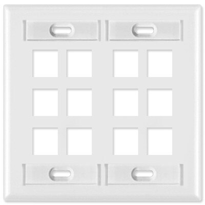 Leviton QuickPort Wallplate, 2-Gang, 12-Port (with ID Window), White
