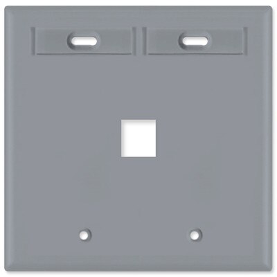 Leviton QuickPort Wallplate, 2-Gang, 1-Port (with ID Window), Gray