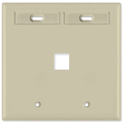 Leviton QuickPort Wallplate, 2-Gang, 1-Port (with ID Window), Ivory