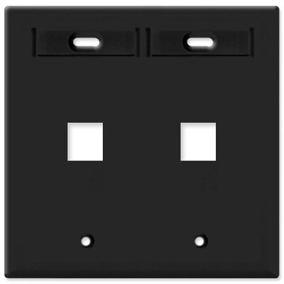 Leviton QuickPort Wallplate, 2-Gang, 2-Port (with ID Window), Black